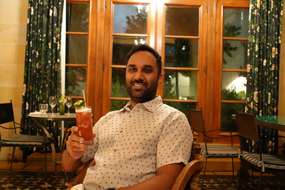 Sagar with an evening drink