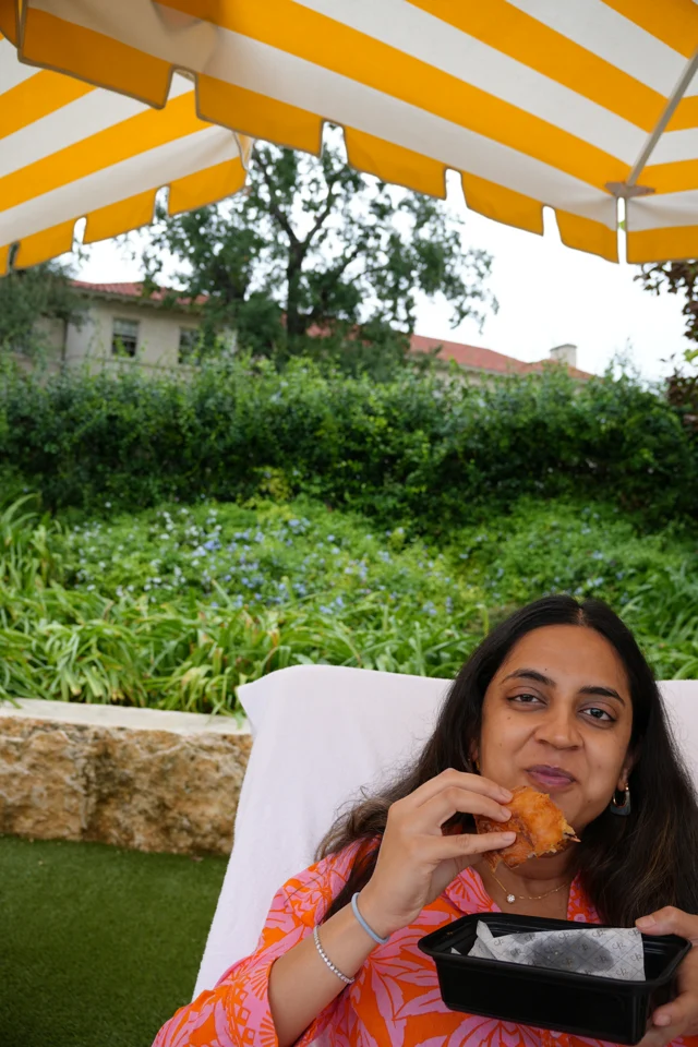A pastry and a quiet poolside moment